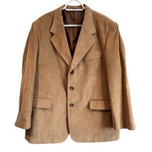 Andy Thornal Corduroy Blazer 38 Beige Elbow Patch Jacket Made in USA